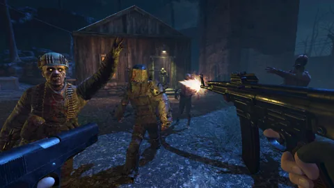 Automatic weapon fire lights up a night-time encounter.