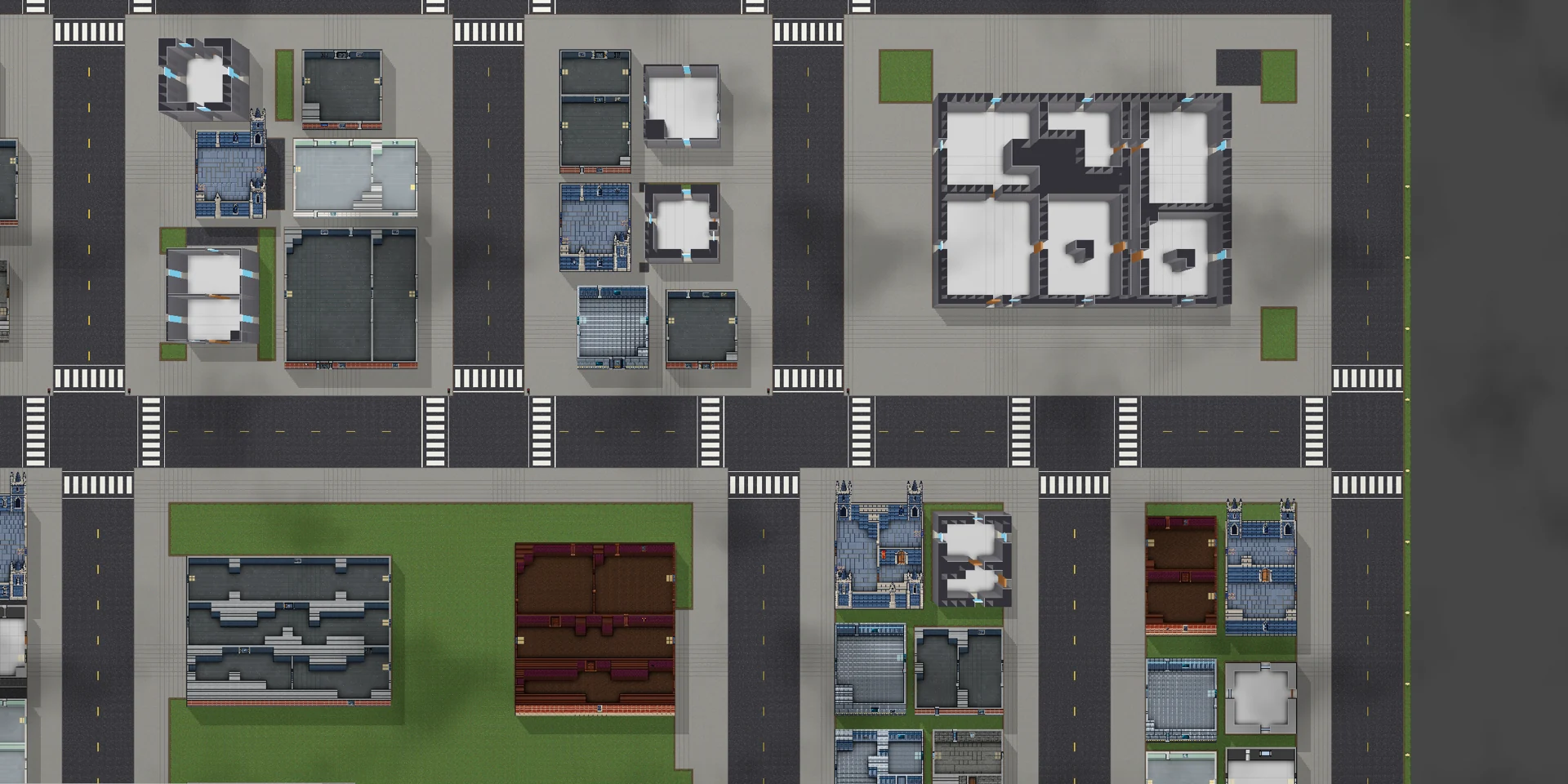 WorldGeneratorPro generated city with roads, crossings and varied building interiors