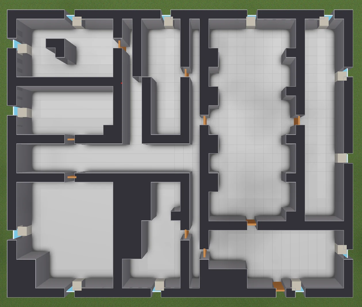 Generated interior with perspective wall rendering